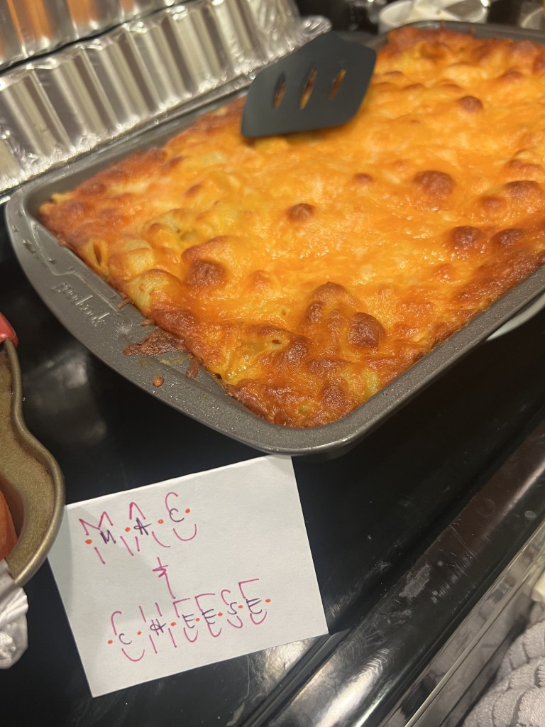baked mac and cheese prepared by yours truly 